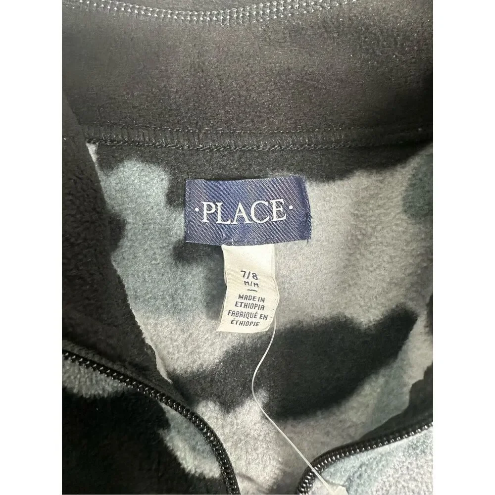 The Children’s Place Boys Camo Glacier Fleece Half Zip Pullover Gray Size M 7/8